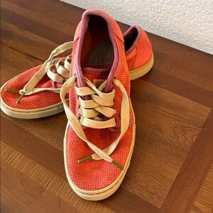 Dark Orange Suede Perforated Sneakers with Beige Laces from Anthropologie